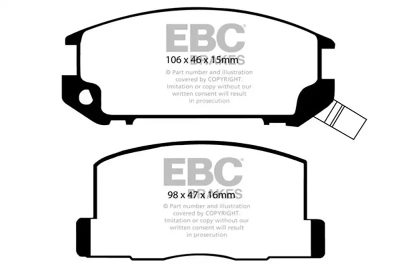 Ebc 85-90 Toyota Mr2 1.6 Yellowstuff Rear Brake Pads 1