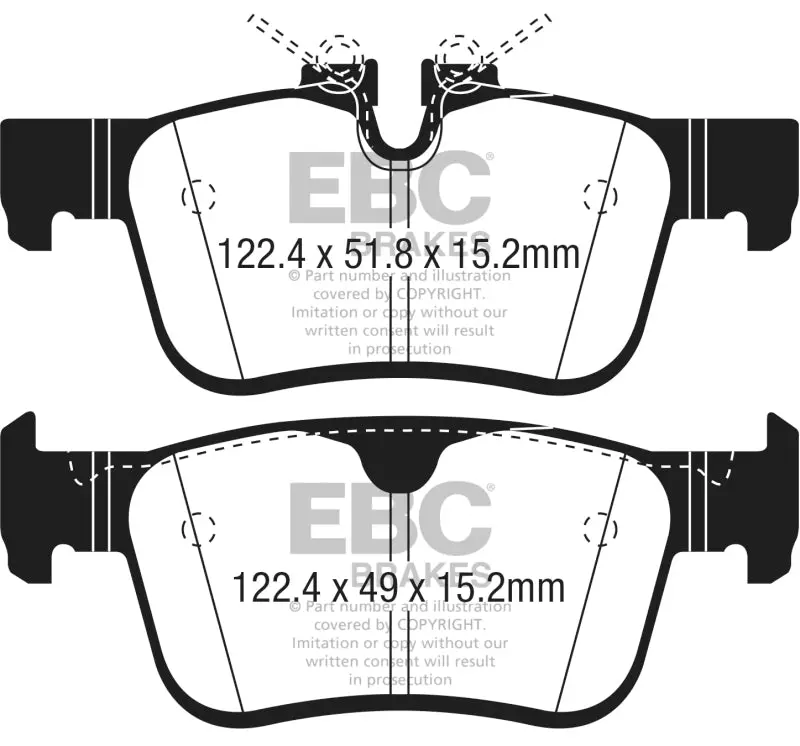Ebc 2017+ Volvo S90 2.0L Turbo Redstuff Rear Brake Pads 1