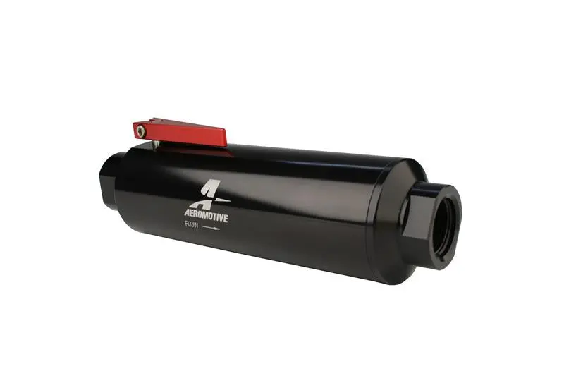 Aeromotive In-Line An-12 Filter W/Shutoff Valve 100 Micron Ss Element - Black Anodize Finish 1