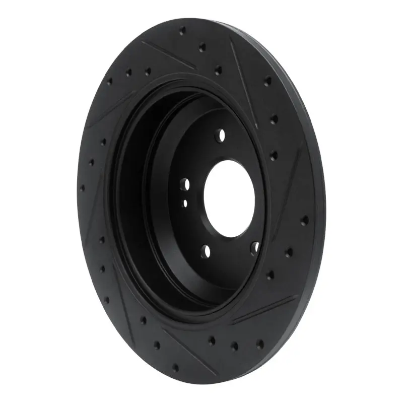 R1 18-23 Genesis G70 Rear Left Drilled & Slotted Black Brake Rotor 2