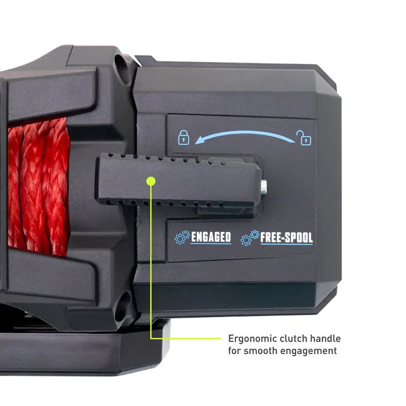 Borne Off-Road 12K Winch - Red Synthetic Rope 1