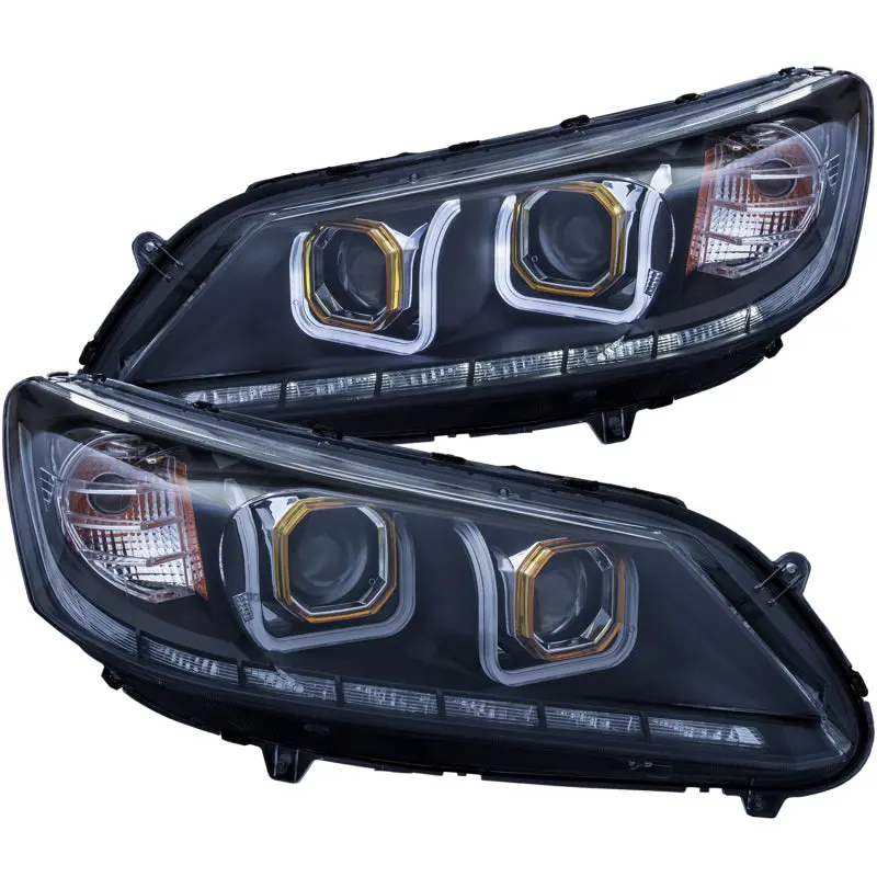 Anzo 2013-2015 Honda Accord (4Dr Only) Projector Headlights W/ U-Bar Black 1