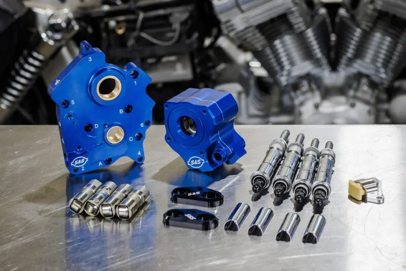 S&S Cycle 2017+ M8 Oil Cooled Cam Chest Kit W/O Cam - Chrm Pushrod Tubes & Chain Tensioner Incl. Vvt 1