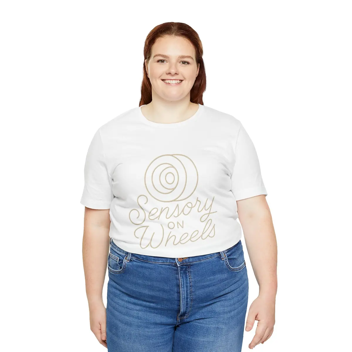 Unisex Tee Sensory On Wheels Logo Script Design 13