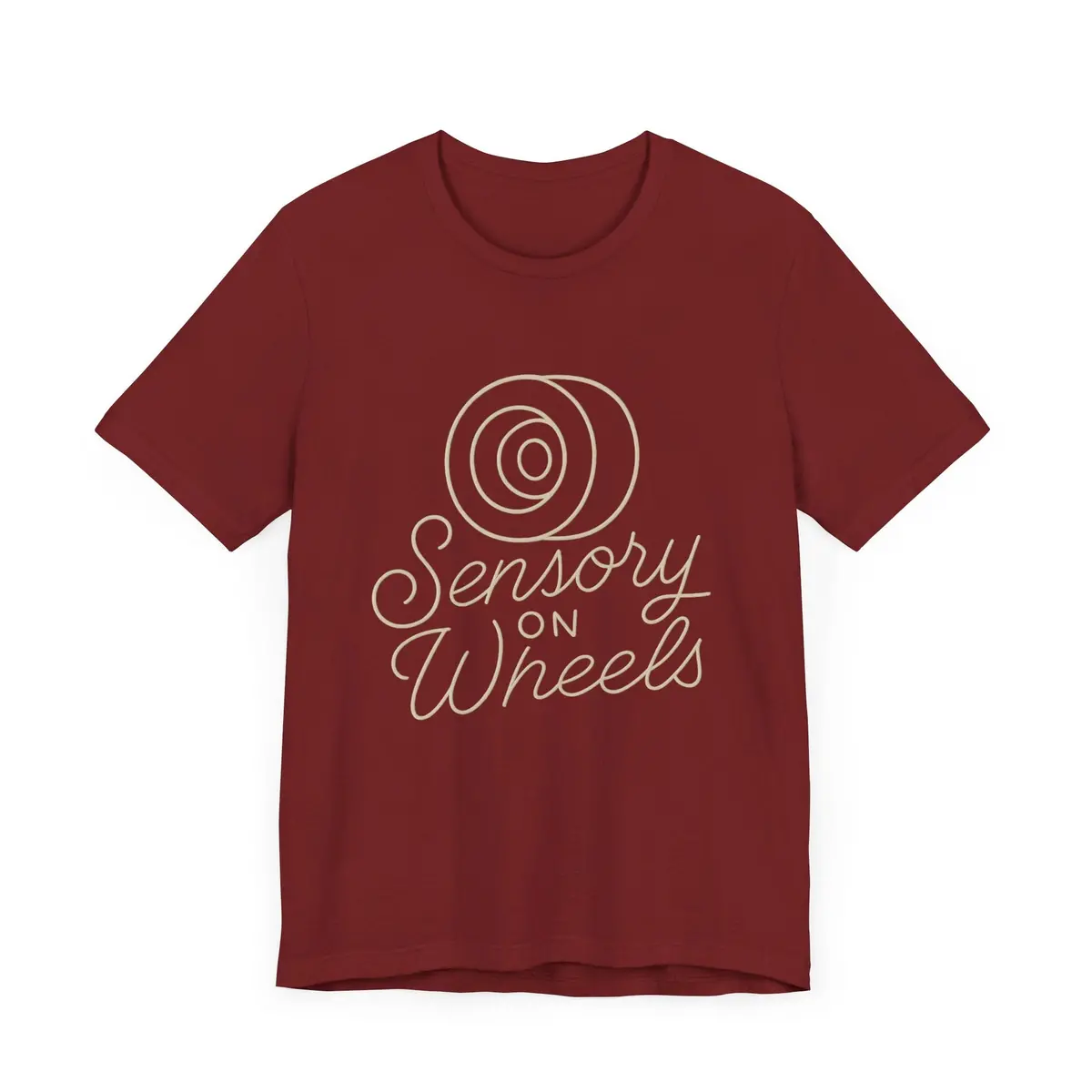 Unisex Tee Sensory On Wheels Logo Script Design 9