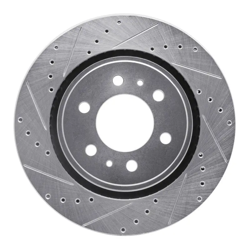 R1 07-21 Ford Expedition Front Left Drilled & Slotted Silver Brake Rotor 1