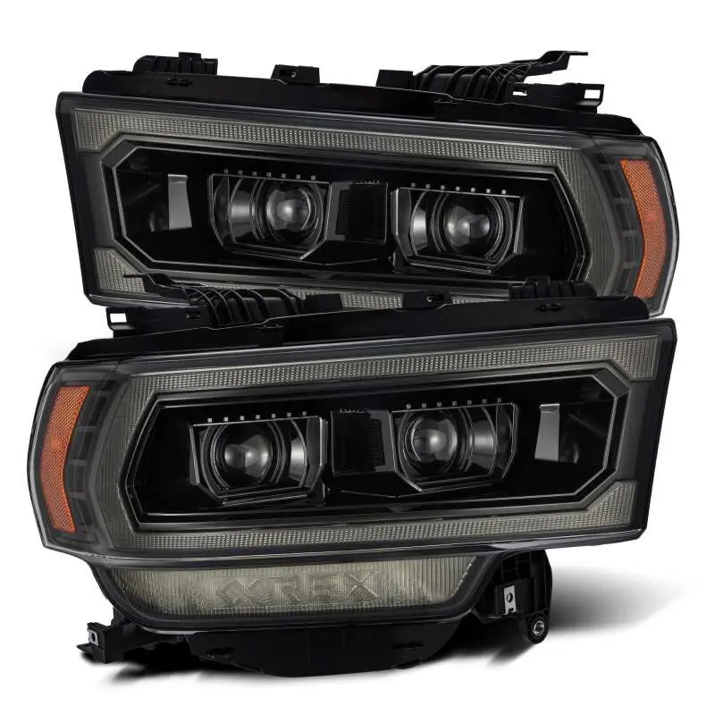 Alpharex 19-21 Ram 2500 Pro-Series Projector Headlights Plank Style Alpha Black W/Activation Light 1