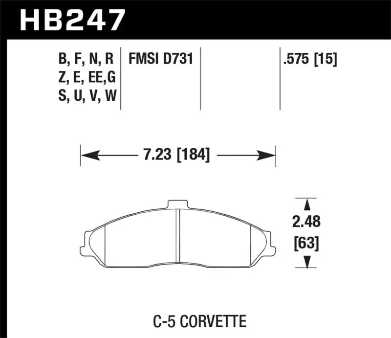 Hawk 97-13 Chevy Corvette Performance Ht-10 Compound Front Brake Pads 1