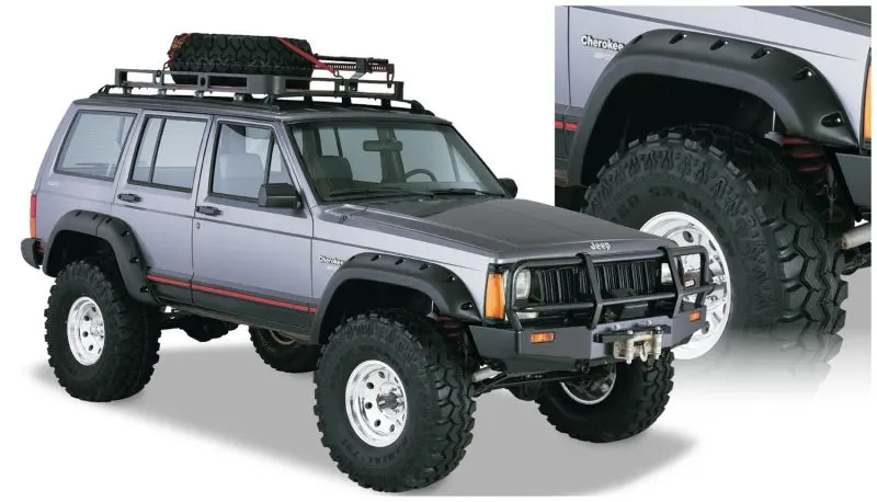 Bushwacker 84-01 Jeep Cherokee Cutout Style Flares 4Pc Fits 4-Door Sport Utility Only - Black 1