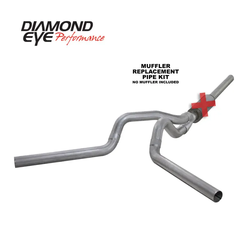 Diamond Eye Kit 4In Catback Mflr Rplcment Pipe Dual Al: 2004.5-2007.5 Dodge Cummins 600 1
