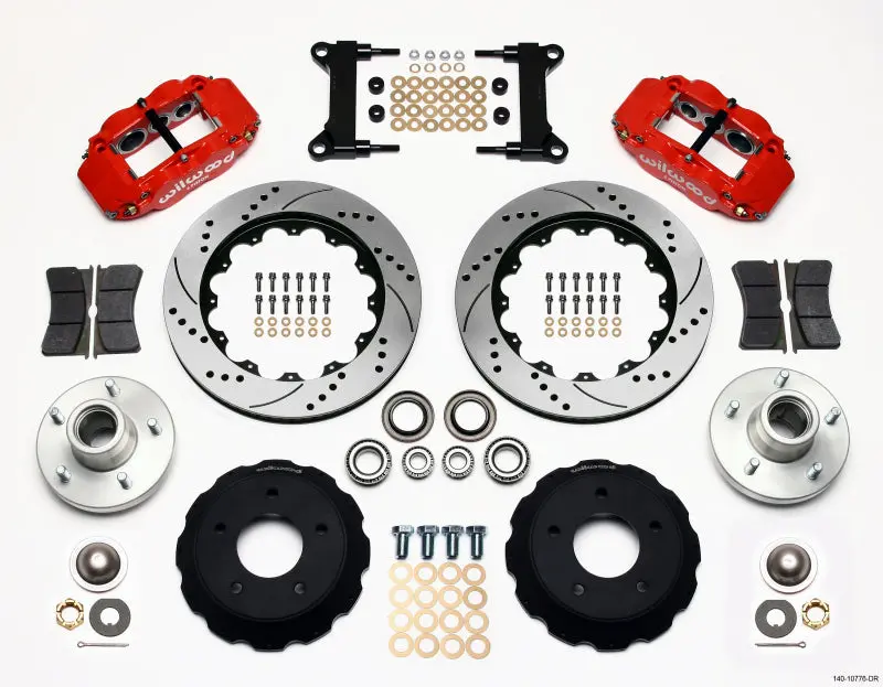 Wilwood Narrow Superlite 6R Front Hub Kit 14.00In Drill Red Chevy C-10 60-87 Cpp Drop Spindle 1