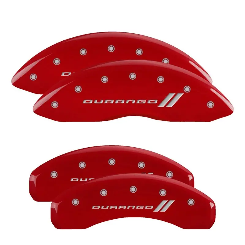Mgp 4 Caliper Covers Engraved Front & Rear 11-18 Dodge Durango Red Finish Silver Durango Ii Logo 1