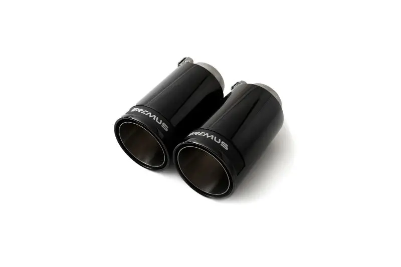 Remus Stainless Steel 98Mm Straight Black Chrome W/Carbon Insert Tail Pipe Set (Quad Tips) 1