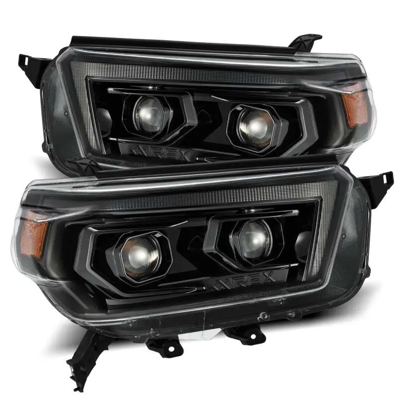 Alpharex 10-13 Toyota 4Runner Luxx Led Proj Headlights Plank Style Alpha Black W/Seq Signal/Drl 1