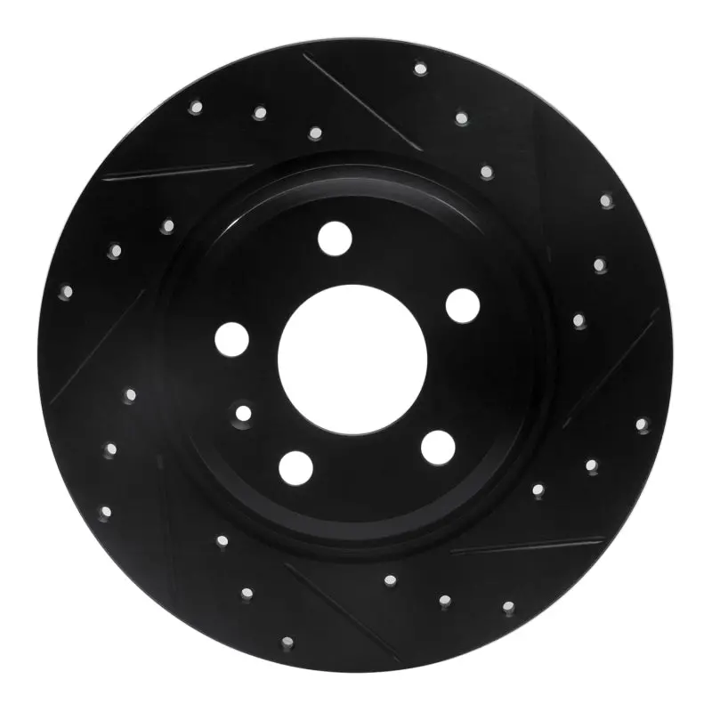 R1 09-25 Audi A4 Rear Right Drilled & Slotted Black Brake Rotor 1