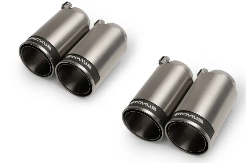 Remus Stainless Steel 98Mm Straight Polished W/Carbon Insert Tail Pipe Set (Quad Tips) 1