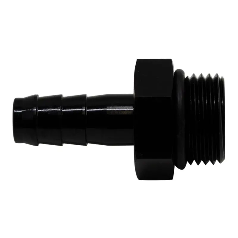 Deatschwerks 8An Orb Male To 3/8In Male Triple Barb Fitting (Incl O-Ring) - Anodized Matte Black 1