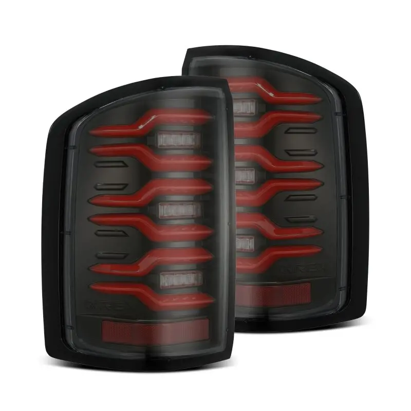 Alpharex 14-18 Gmc Sierra 1500/2500Hd/3500Hd Luxx-Series Led Tail Lights Blk/Red W/Actv Lgt Seq. Sig 1