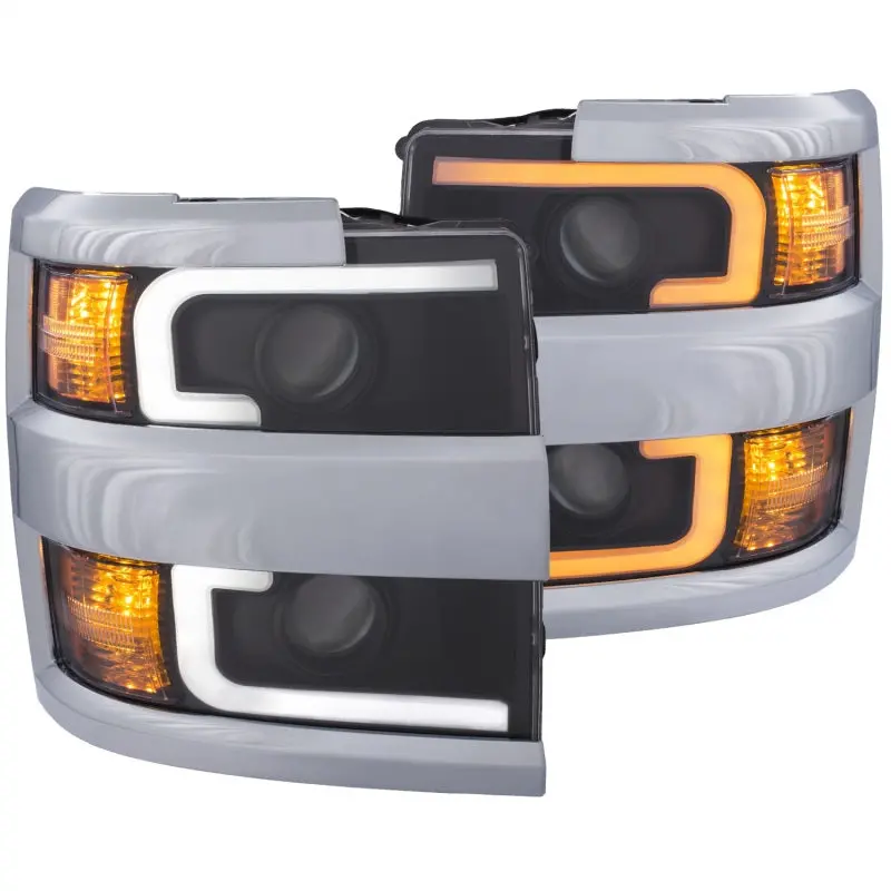 Anzo Projector Headlights 15-17 Chevrolet Silverado 2500Hd / 3500Hd Black W/ Chrome Rim 1