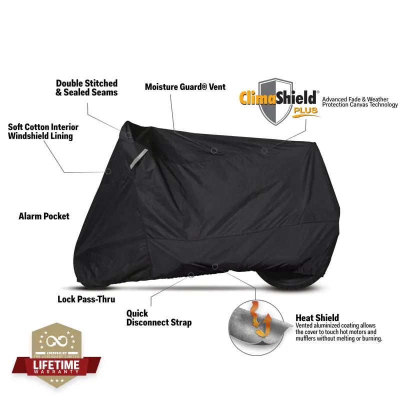 Dowco Cruisers (Small/Medium Models) Weatherall Plus Motorcycle Cover - Black 1
