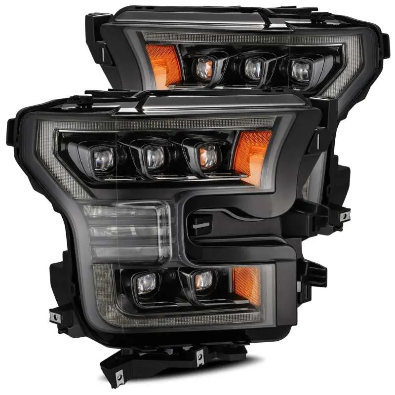 Alpharex 17-20 Ford Raptor Nova Led Proj Headlights Plank Style Alpha Black W/Activ Light/Seq Signal 1