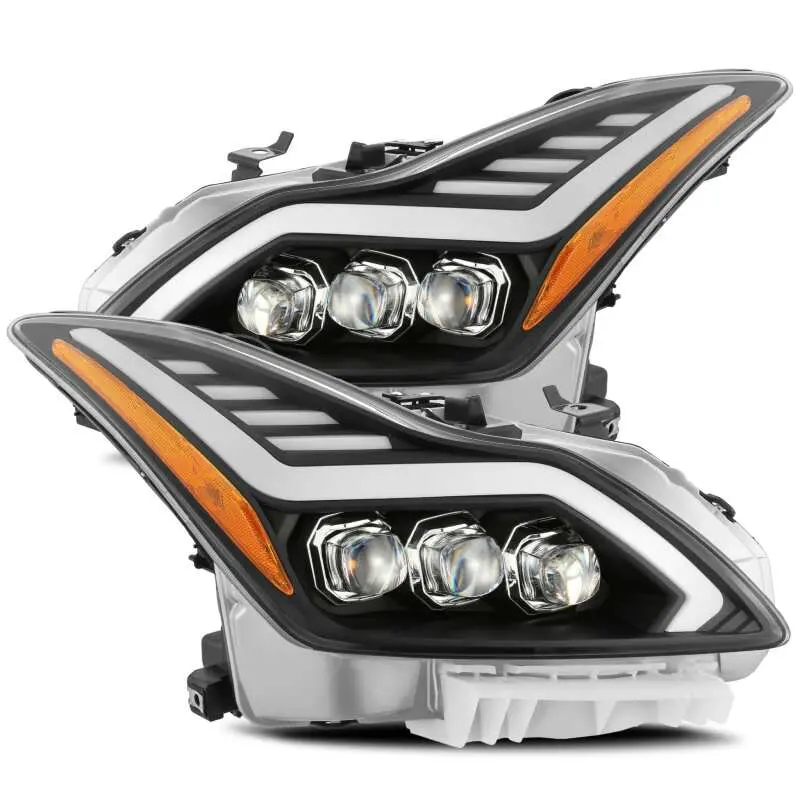 Alpharex 08-13 Infiniti G37 Coupe Sd Nova Led Proj Headlights Plank Gloss Blk W/Activ Light/Seq Sig 1