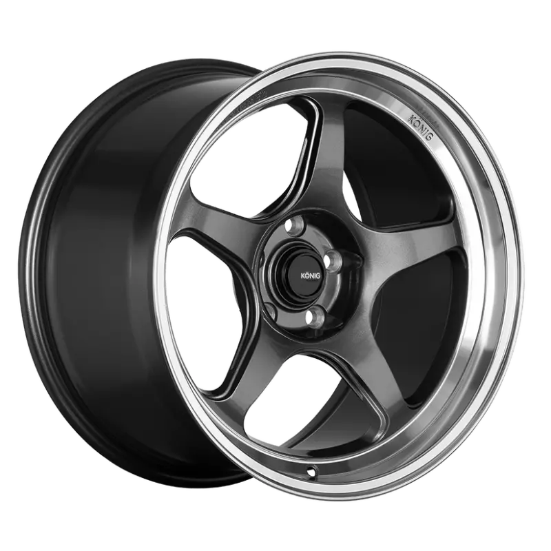 Konig Hyperspec 17X9 4X100 Et45 Anthracite Metallic Wheel W/ Mirror Machined Lip (Knurled Bead) 1