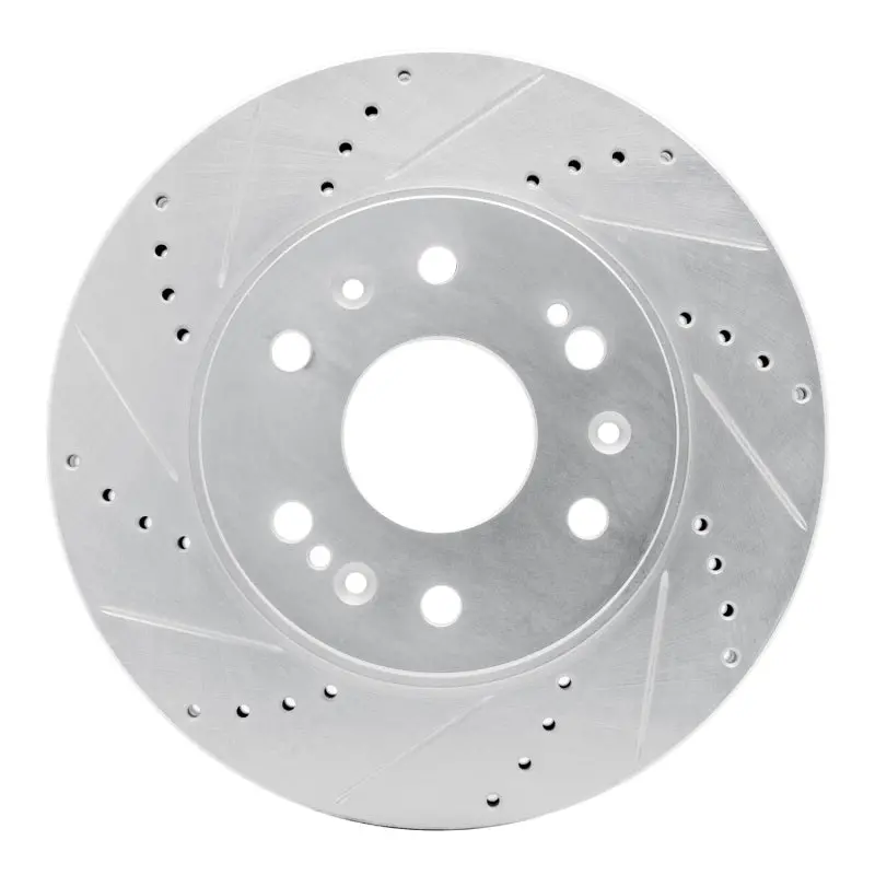 R1 05-19 Chevrolet Silverado 1500 Front Left Drilled & Slotted Silver Brake Rotor 1