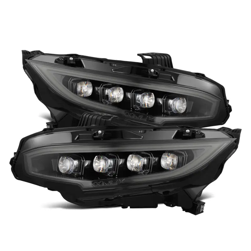 Alpharex 16-21 Honda Civic Nova-Series Led Proj Headlights Alpha-Black W/Actv Lgt & Seq.Sig / Sb Drl 1