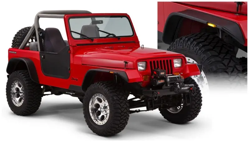 Bushwacker 87-95 Jeep Wrangler Flat Style Flares 4Pc Excludes Renegade - Black 1