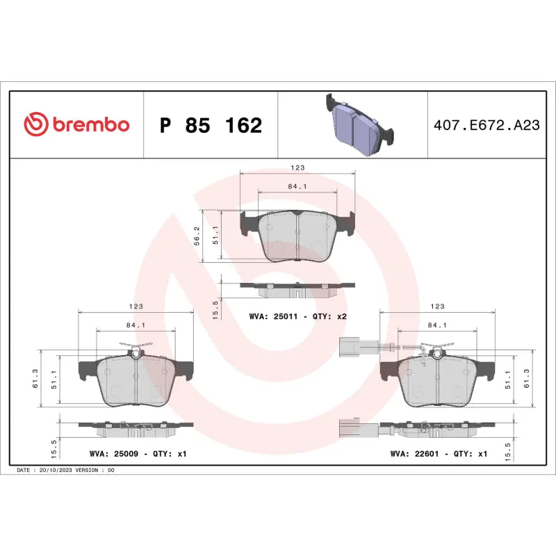 Brembo 18-20 Audi Rs3/ Audi Tt Rs Quattro Rear Low-Met Brake Pad 1