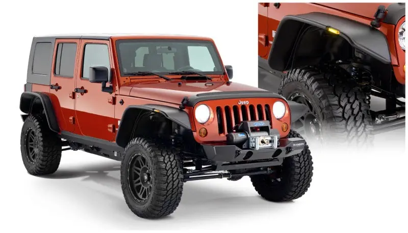 Bushwacker 07-18 Jeep Wrangler Unlimited Flat Style Flares 4Pc 4-Door Sport Utility Only - Black 1