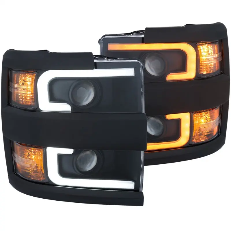 Anzo Projector Headlights 15-17 Chevrolet Silverado 2500Hd / 3500Hd Black W/ Black Rim 1