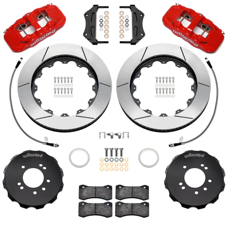 Wilwood 99-02 Nissan Skyline Aerolite 6R Front Bbk W/ 14.00In Slotted Rotors & Flexlines - Red 1