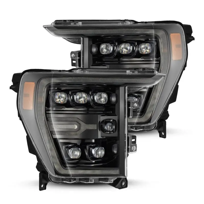 Alpharex 21-22 Ford F-150 Nova Led Proj Headlights Plank Style Alpha Blk W/Activ Light/Seq Signal 1