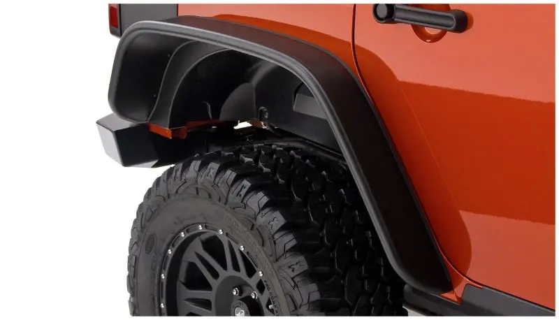 Bushwacker 07-18 Jeep Wrangler Unlimited Flat Style Flares 2Pc 4-Door Sport Utility Only - Black 1