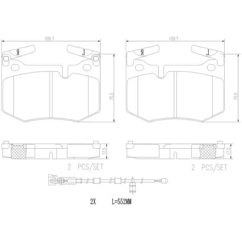 Brembo 16-20 Lexus Rc F/ Lexus Gs F Rear Nao Brake Pad 1