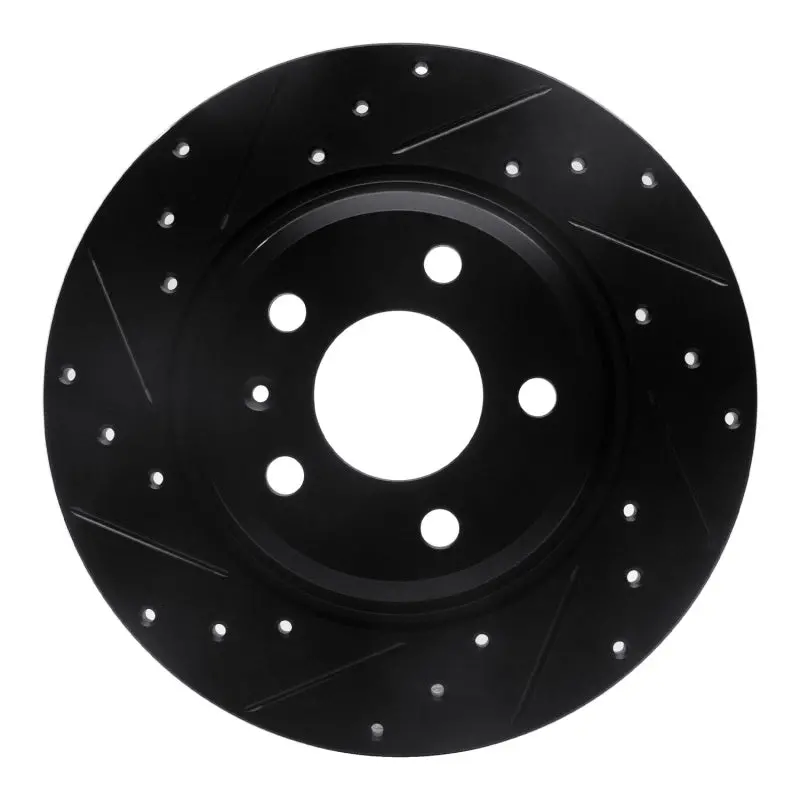 R1 09-25 Audi A4 Left Drilled & Slotted Black Brake Rotor 1