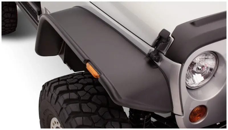 Bushwacker 07-18 Jeep Wrangler Flat Style Flares 2Pc - Black 1