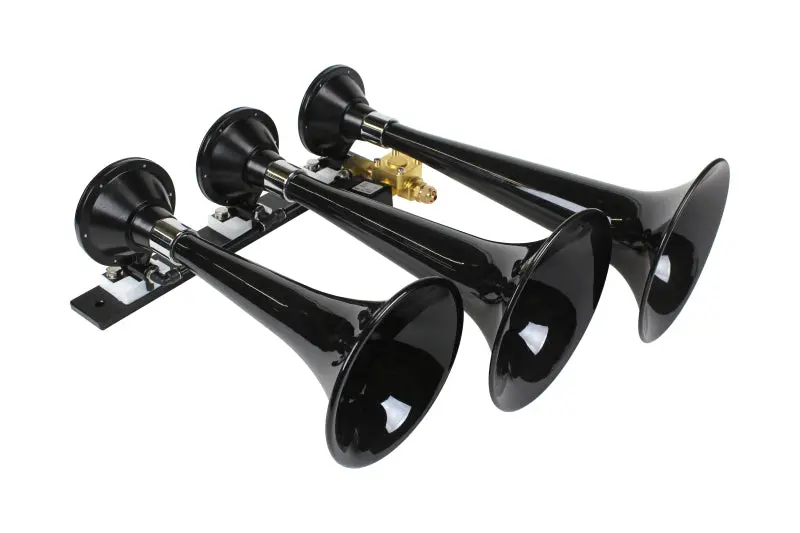 Kleinn Black Triple Horn/ 15In/13In/11In - High Impact Abs Trumpet/ Zinc Alloy Base 1