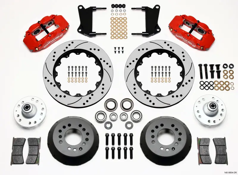 Wilwood Narrow Superlite 6R Front Hub Kit 14.00In Drill Red 67-69 Camaro 64-72 Nova Chevelle 1