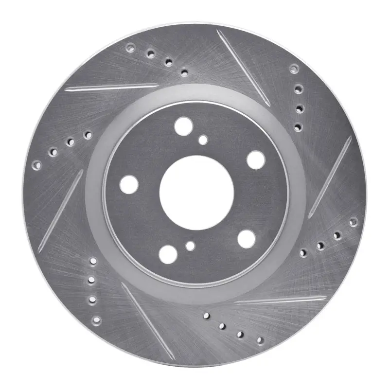 R1 2022-2023 Genesis G70 Front Right Drilled & Slotted Silver Brake Rotor 1