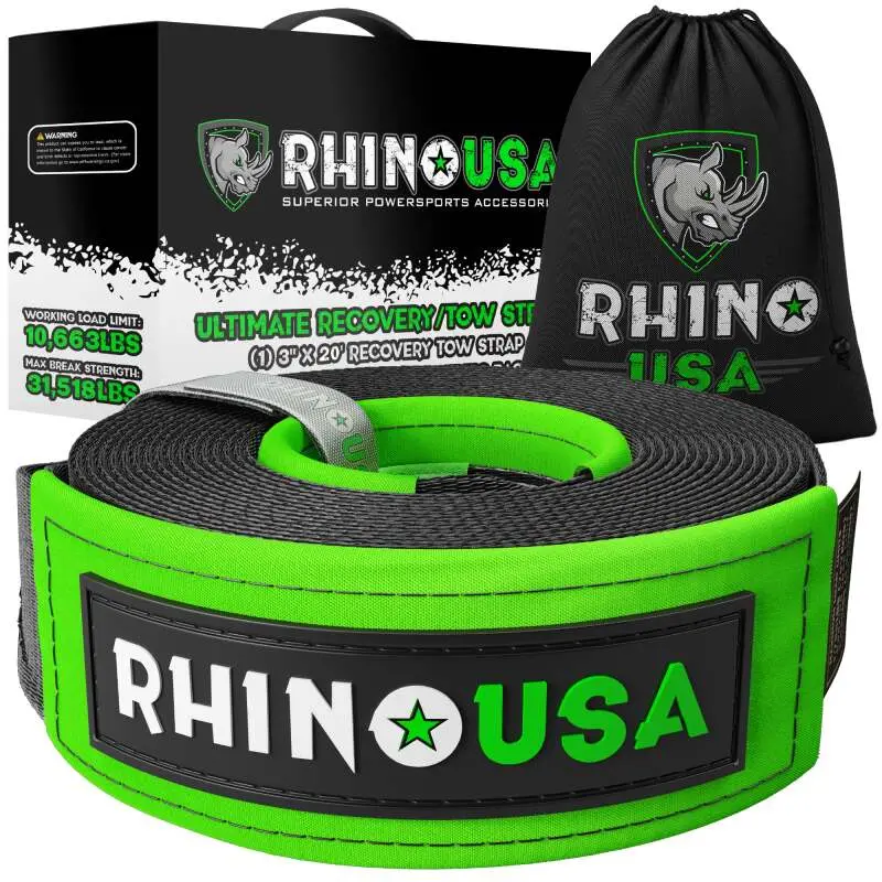 Rhino Usa Recovery Tow Strap 3Inx30ft (Black) 1