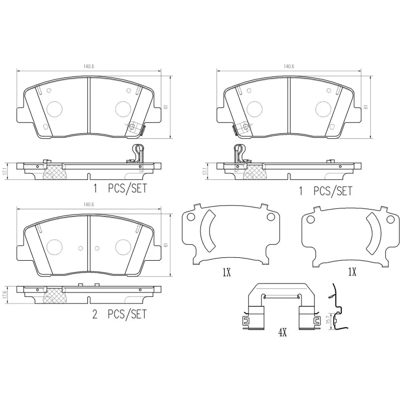 Brembo 18-21 Genesis G70/ Kia Stinger Front Nao Brake Pad 1