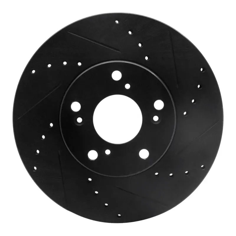 R1 06-15 Honda Civic Front Right Drilled & Slotted Black Brake Rotor 1