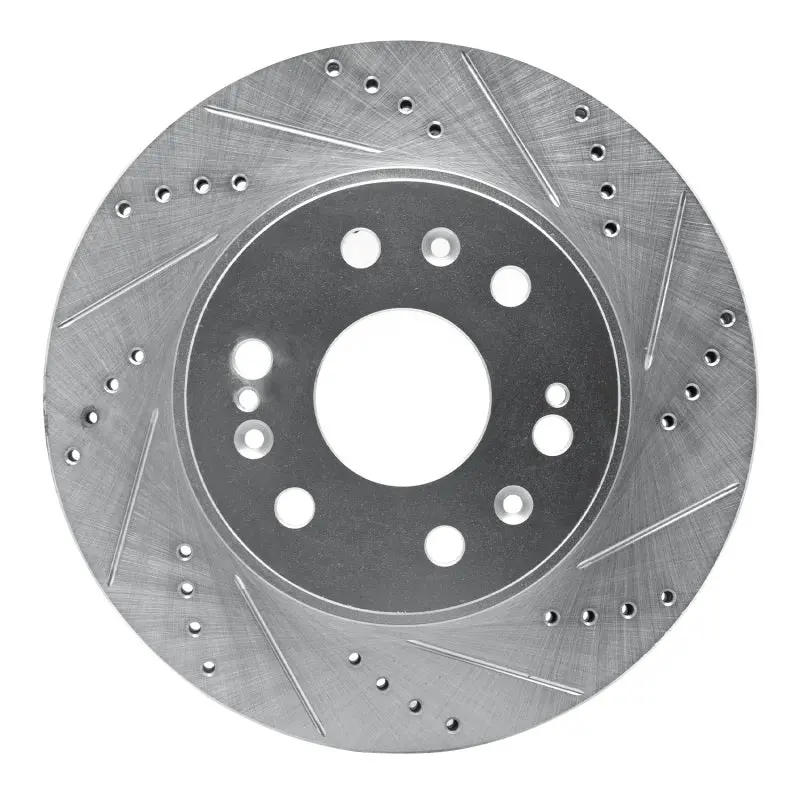 R1 05-19 Chevrolet Silverado 1500 Front Right Drilled & Slotted Silver Brake Rotor 1