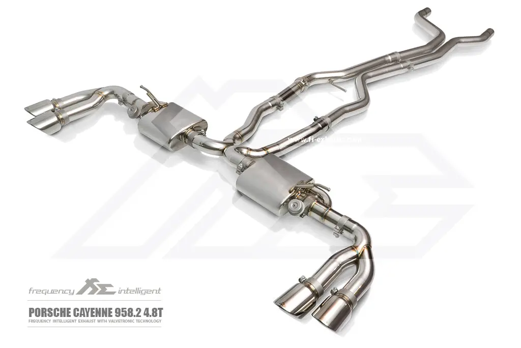 Fi Exhaust Porsche 958.2 Cayenne Turbo 4.8T Mid X Pipe + Valvetronic Mufflers + Quad Tips 1