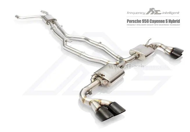 Fi Exhaust Porsche 958.1 Cayenne S Hybrid Mid X Pipe + Valvetronic Mufflers + Quad Tips 1