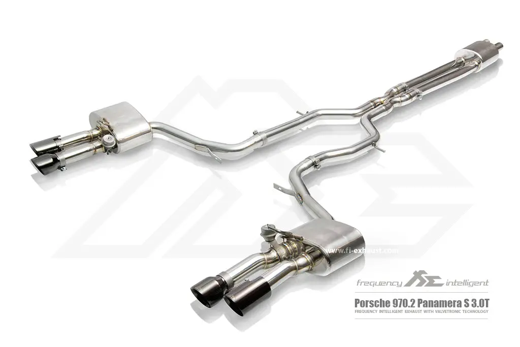 Fi Exhaust Porsche 970.2 Panamera V6 Mid Muffler X Pipe + Valvetronic Mufflers + Quad Tips 1