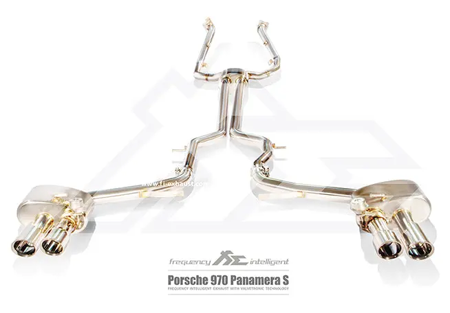 Fi Exhaust Porsche 970.1 Panamera V6 Mid Muffler X Pipe + Valvetronic Mufflers + Quad Tips 1